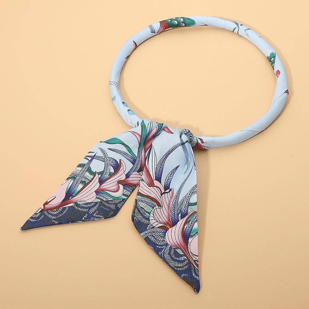 Floral Print Fabric Scarf Magnetic Necklace