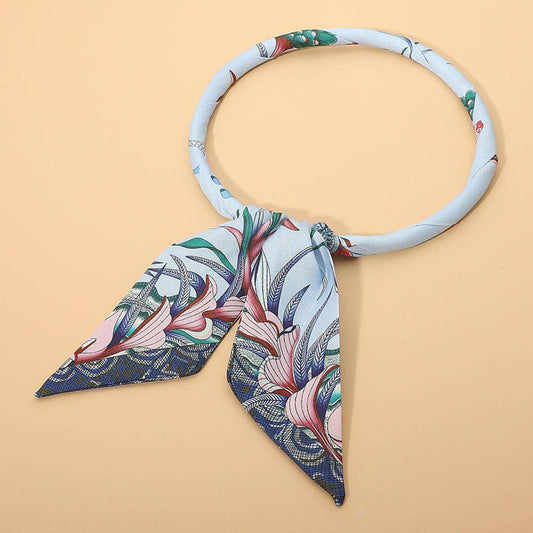 Floral Print Fabric Scarf Magnetic Necklace