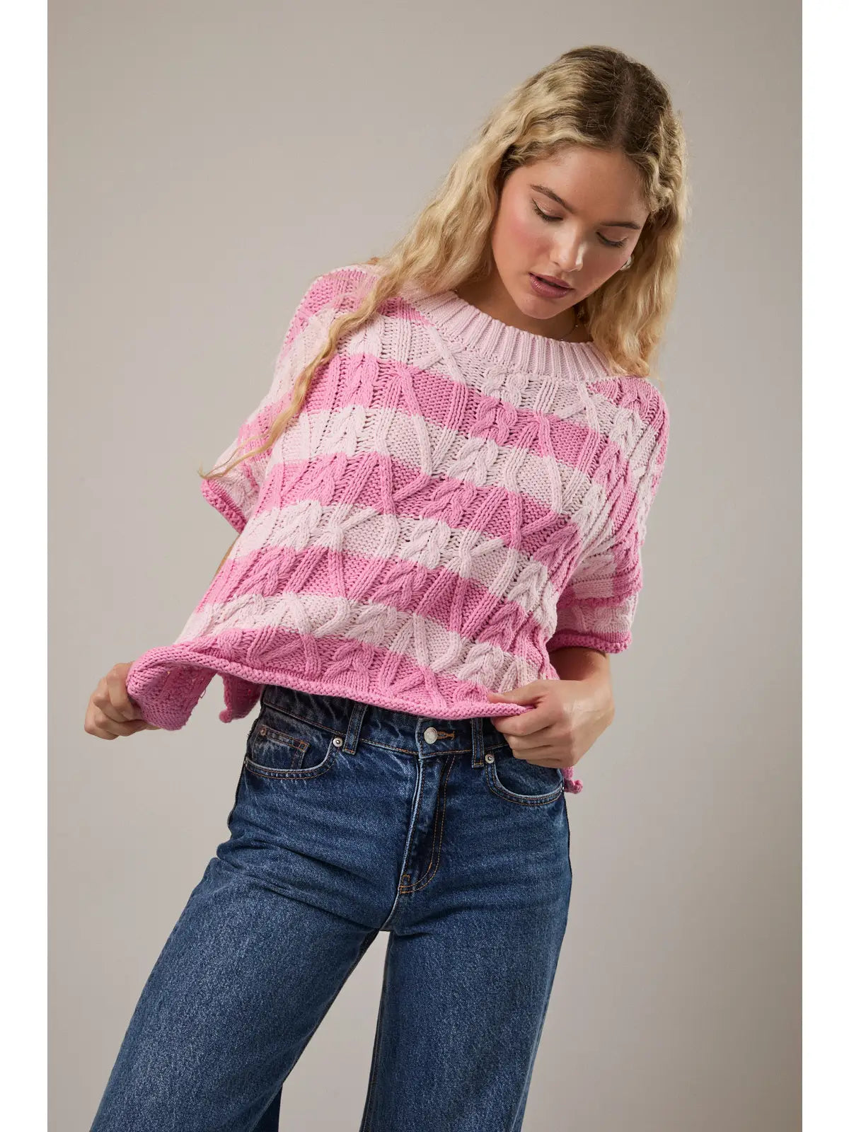Blush Berry Cable Knit Top