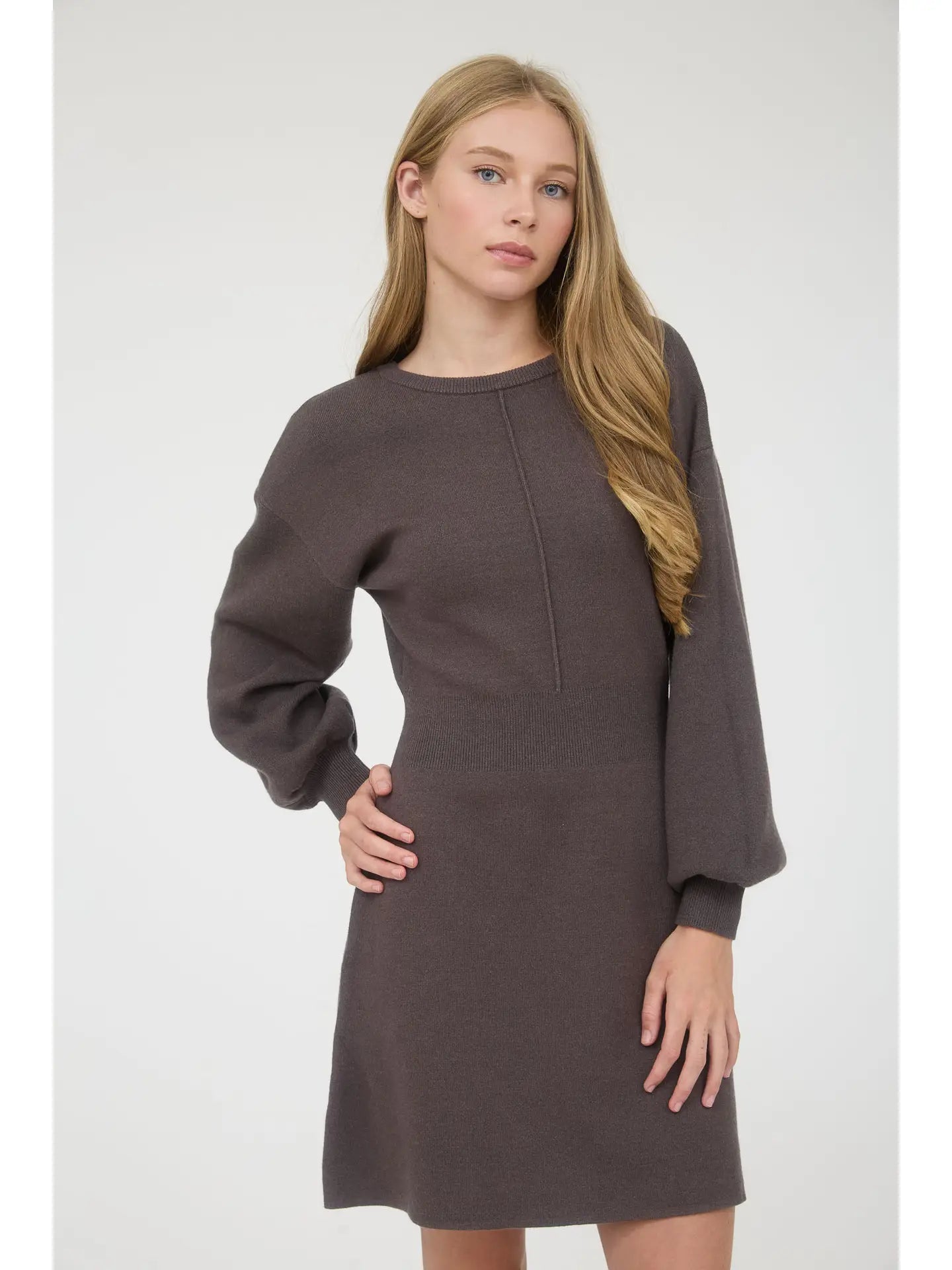 Timeless Knit Sweater Dress-Charcoal