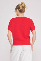 Ruby Staple Pointelle Top-Red