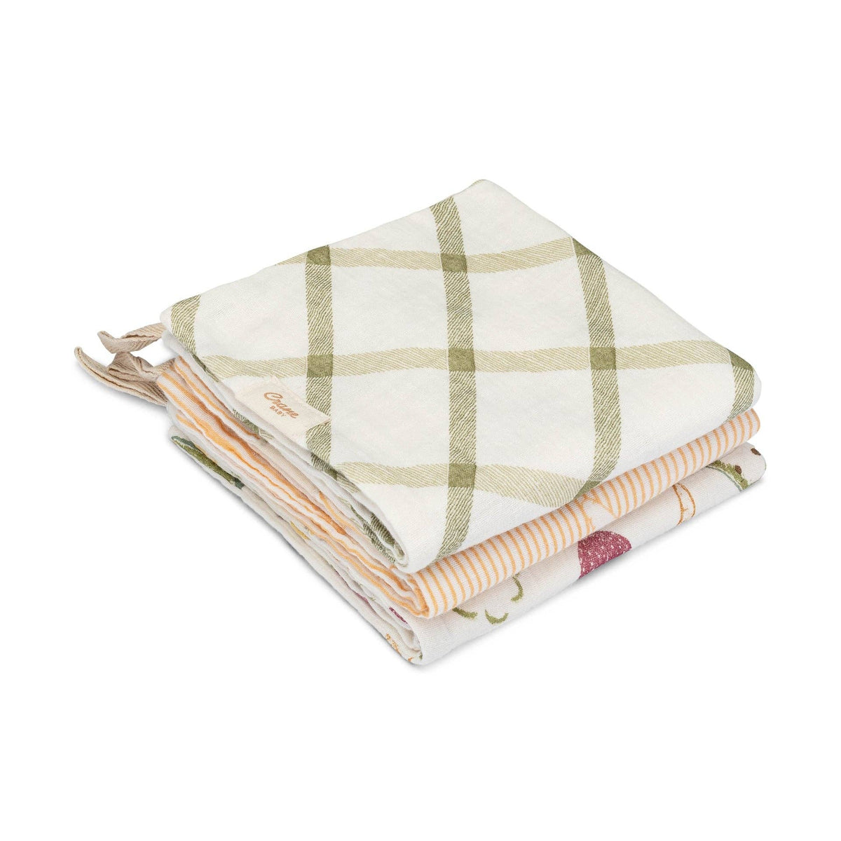 Clementine Hooded Baby Bath Towel & Washcloth Set: Clementine Fruits & Veggies / White / Hooded Towel & Wash Cloth Set