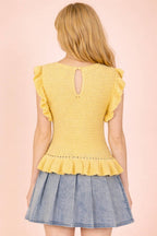 Sunshine Ruffled Sweater Knit Top