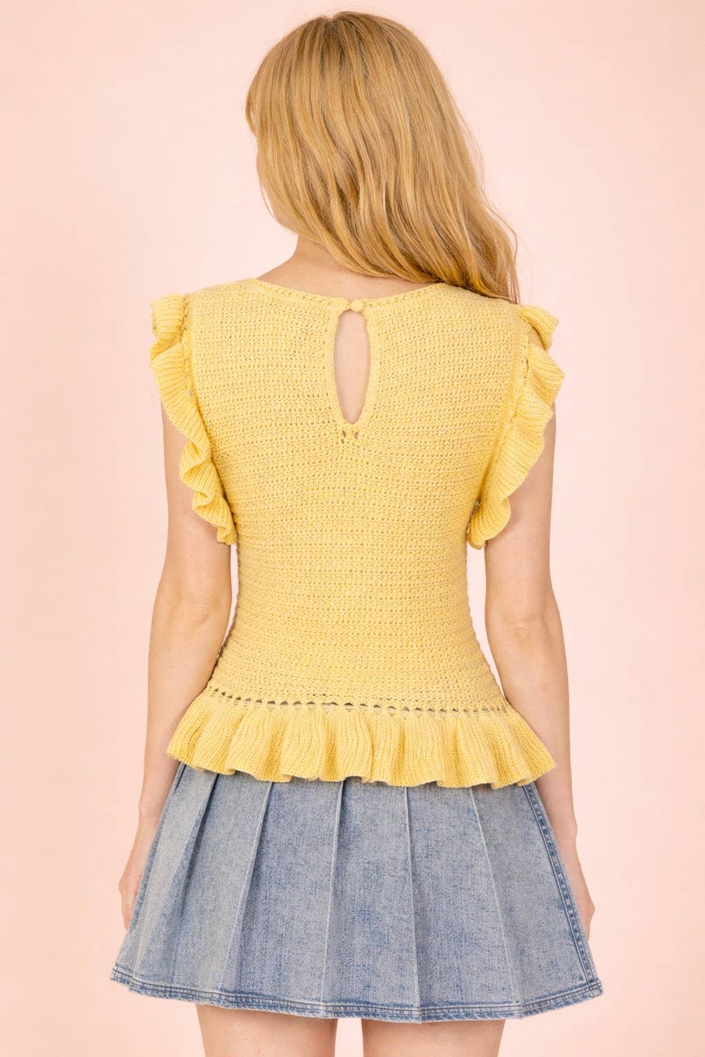 Sunshine Ruffled Sweater Knit Top
