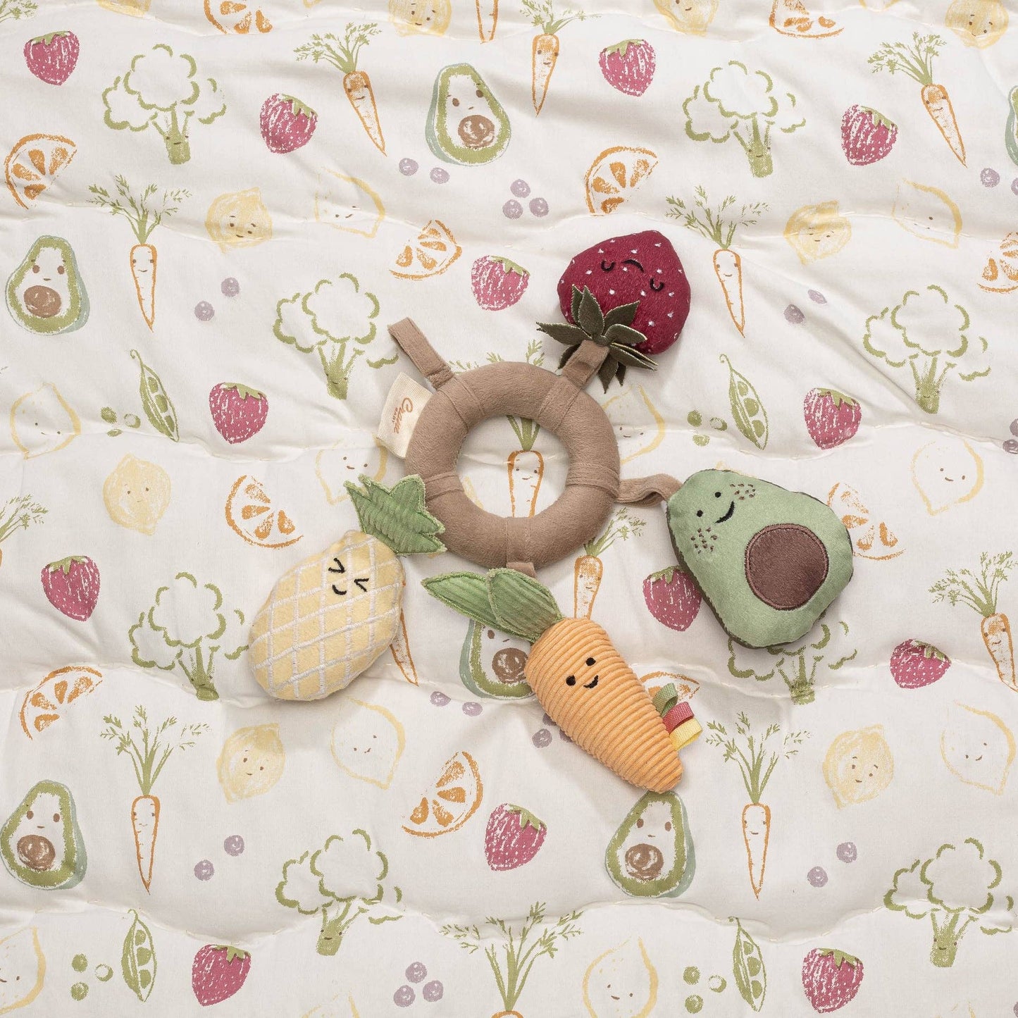 Clementine Fruits & Veggies Soft Plush Activity Ring: Clementine Fruits & Veggies / White / Baby Toy