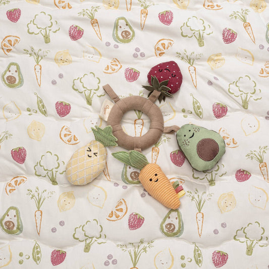 Clementine Fruits & Veggies Soft Plush Activity Ring: Clementine Fruits & Veggies / White / Baby Toy