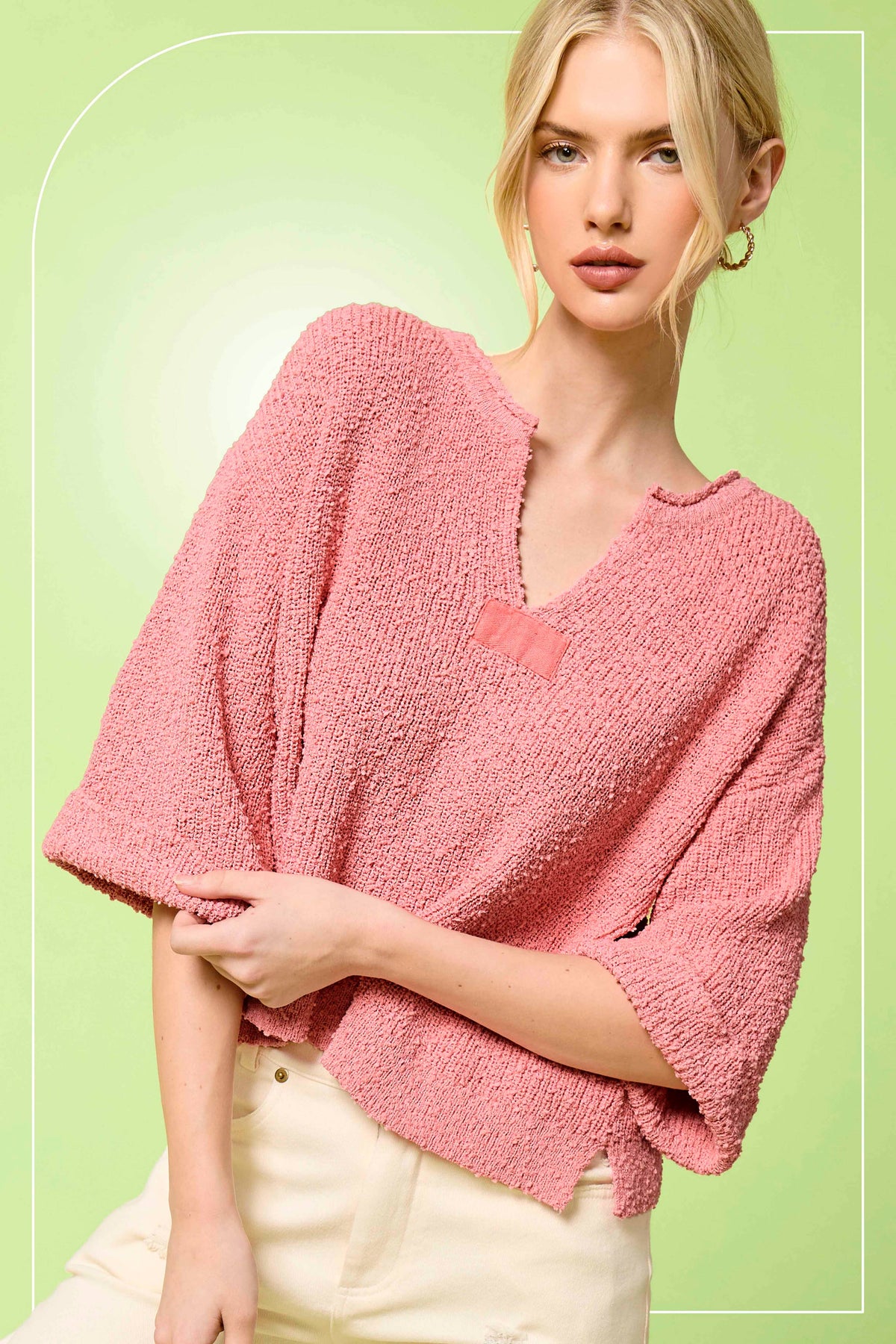 Madly in Love with Pink Notched Neck Top