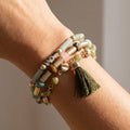 Marbled Tube Bead Tassel Bracelet Set