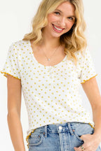 Tiny Pops Of Floral Top (S-XL)-Yellow