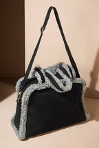 Fleece Trim Tote & Crossbody Bag