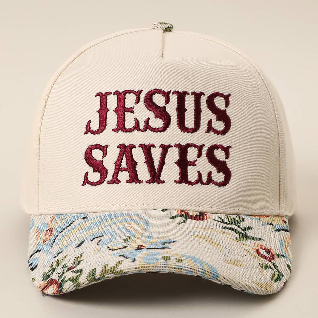 JESUS SAVES Tapestry Trucker Hat (several colors)