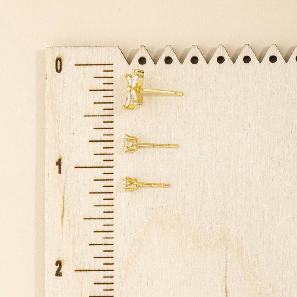 3 Pair Solitaire Earring Set