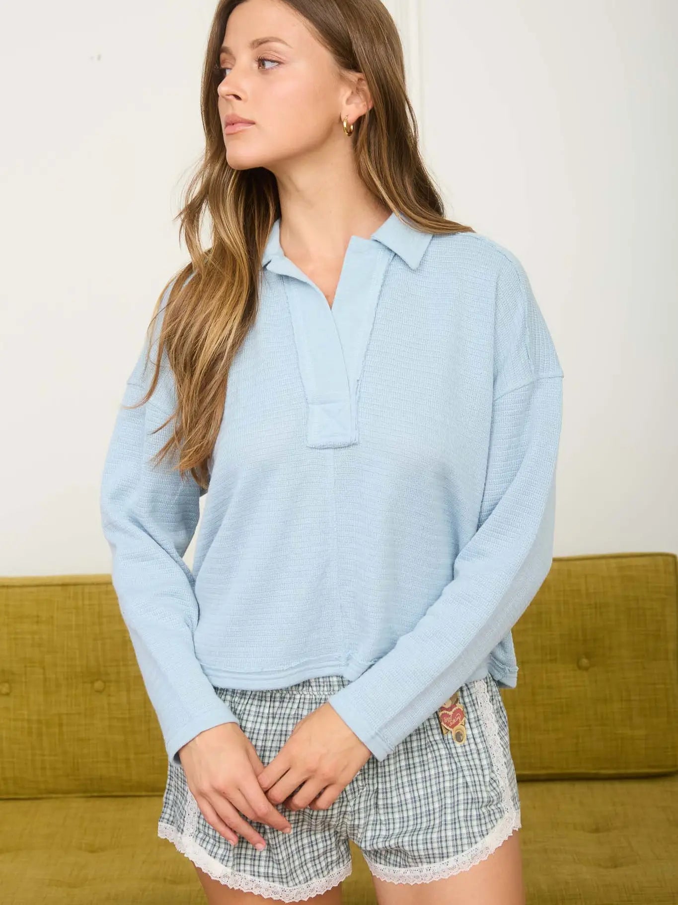 Sunny Days Ahead Long Sleeve Top-Sky Blue
