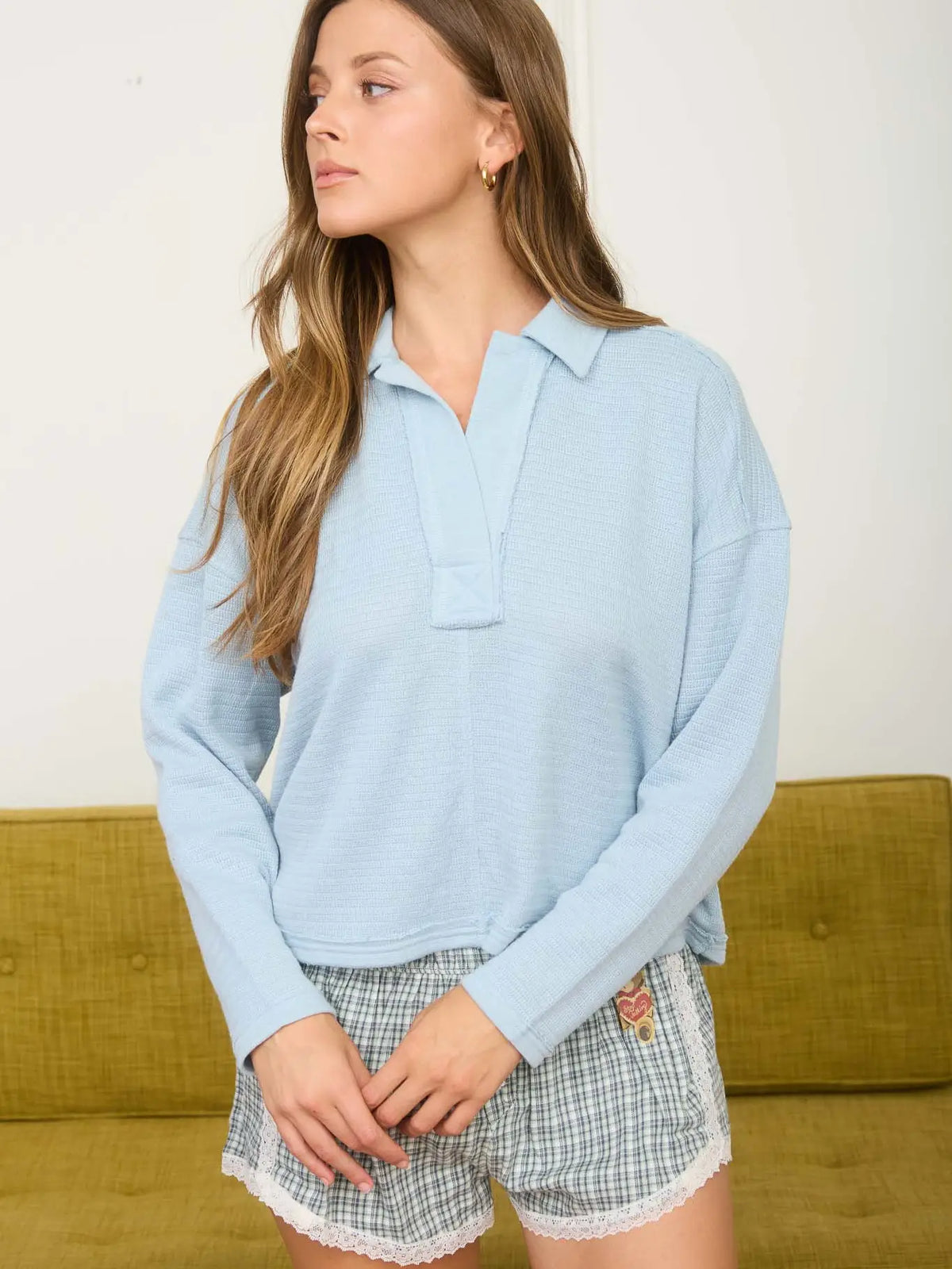 Sunny Days Ahead Long Sleeve Top-Sky Blue