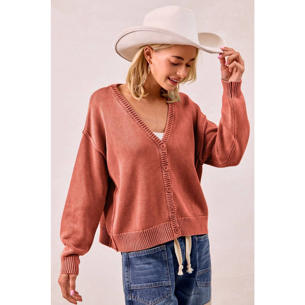 The Burnt Cinnamon Washed Cardigan