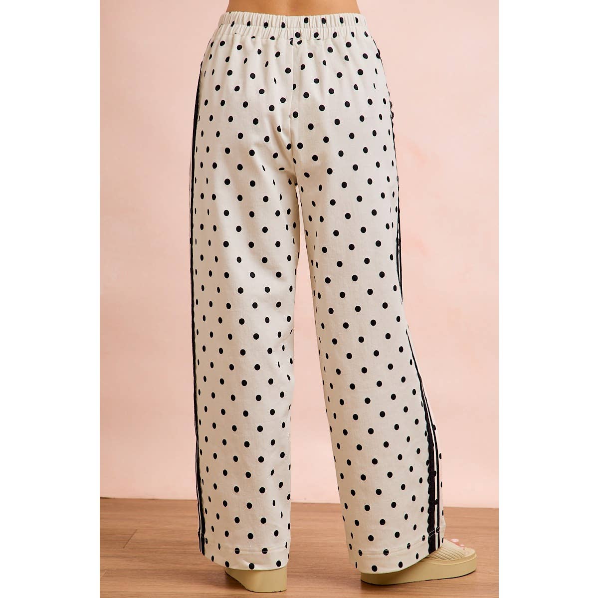 Dot About It Trim Lace Detail Pants (S-XL)