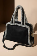 Fleece Trim Tote & Crossbody Bag