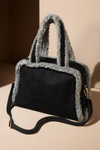 Fleece Trim Tote & Crossbody Bag