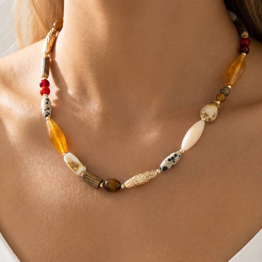Oval Bead Statement Necklace