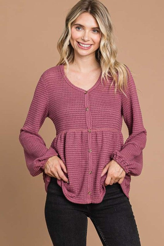 Rose Delight Waffle Knit Top (S-XL)