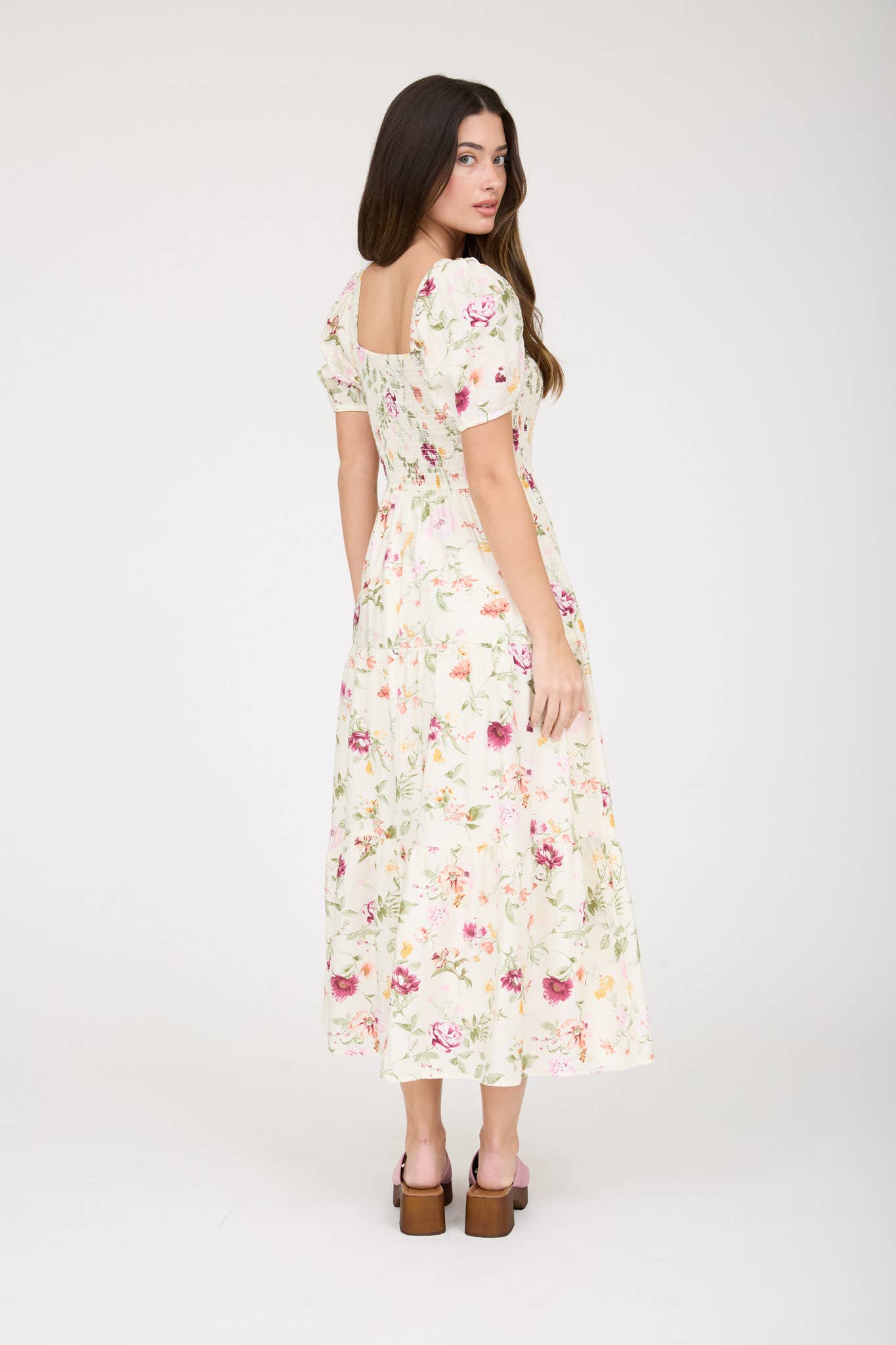 Rosewater Romance Midi Smocked Dress