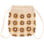 Crochet Sunflower Drawstring Bag