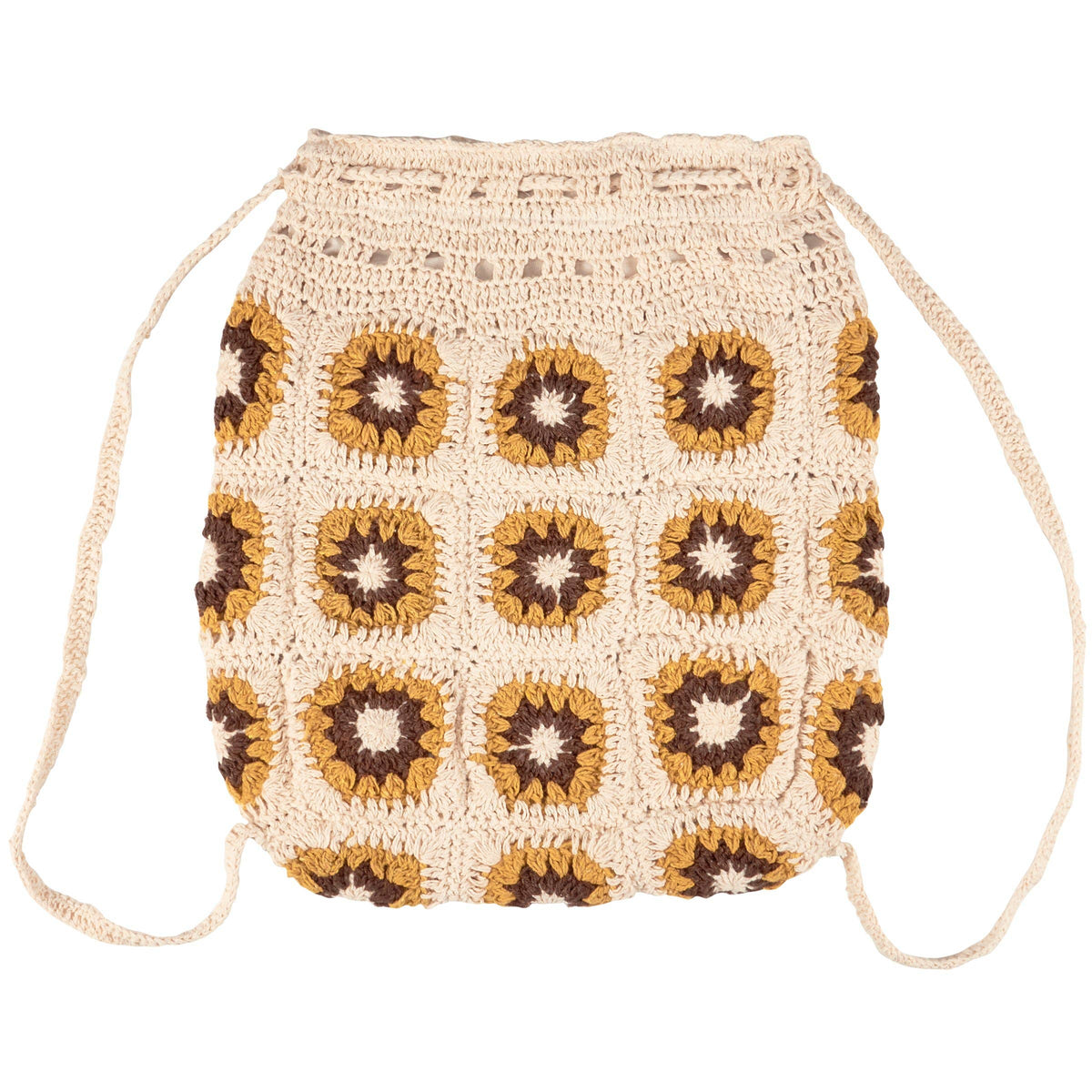 Crochet Sunflower Drawstring Bag