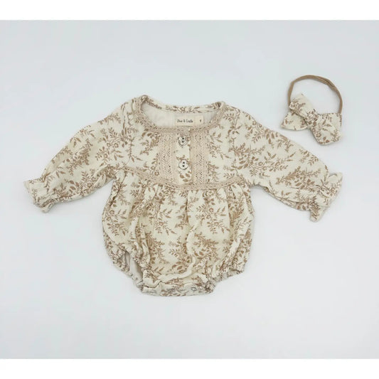 Elodie Long Sleeve Romper + Bow Set
