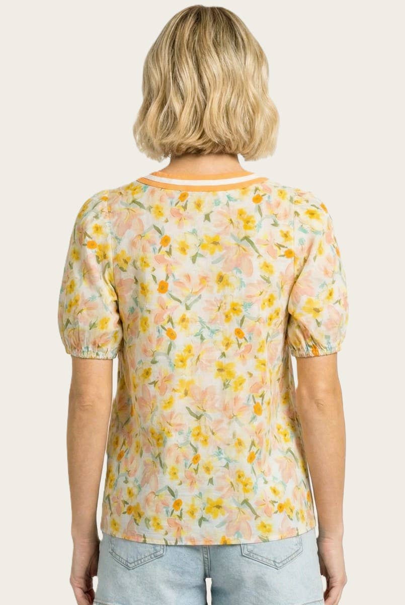 Citrus Garden Short Sleeve Blouse (S-XL)