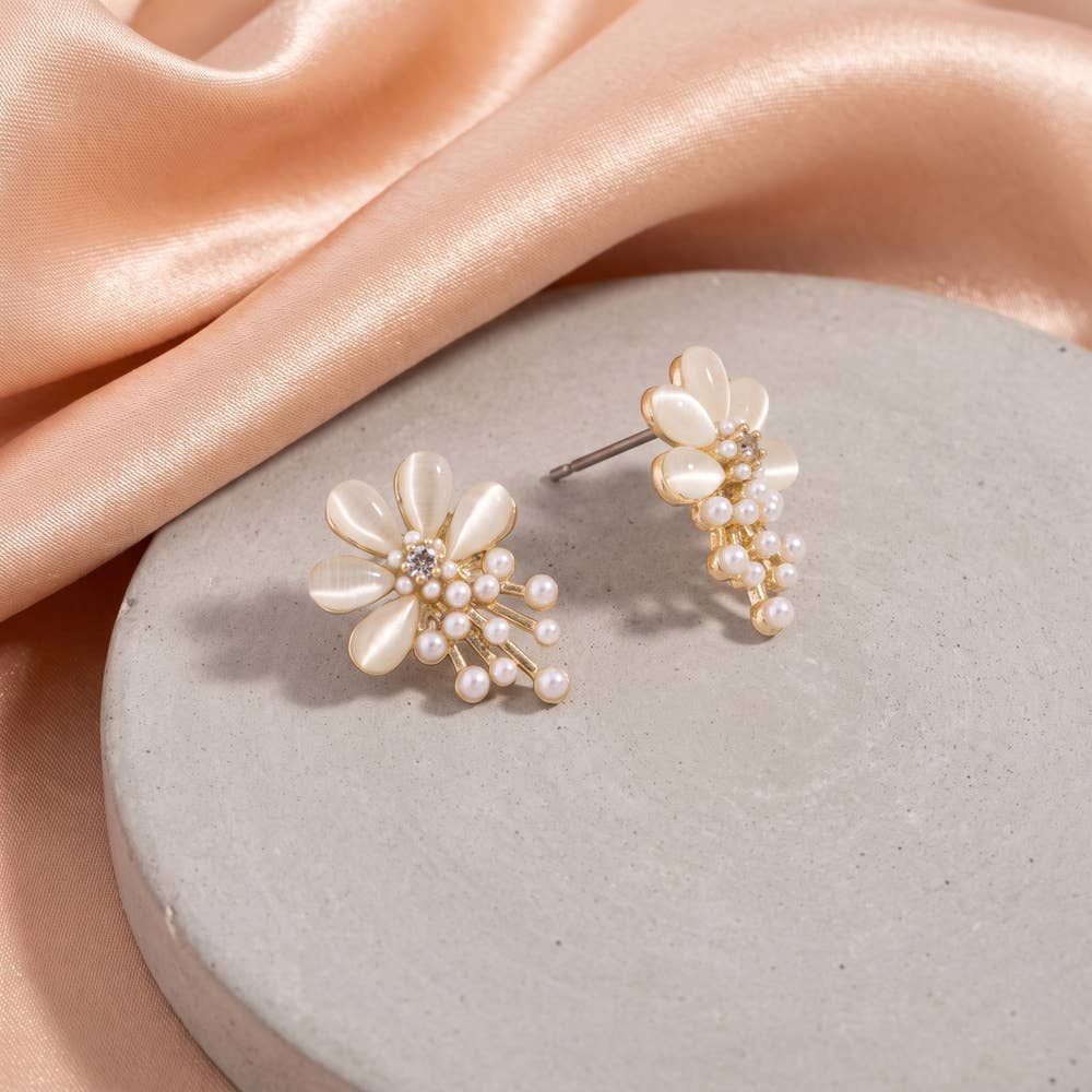 Cat Eye Flower Earrings
