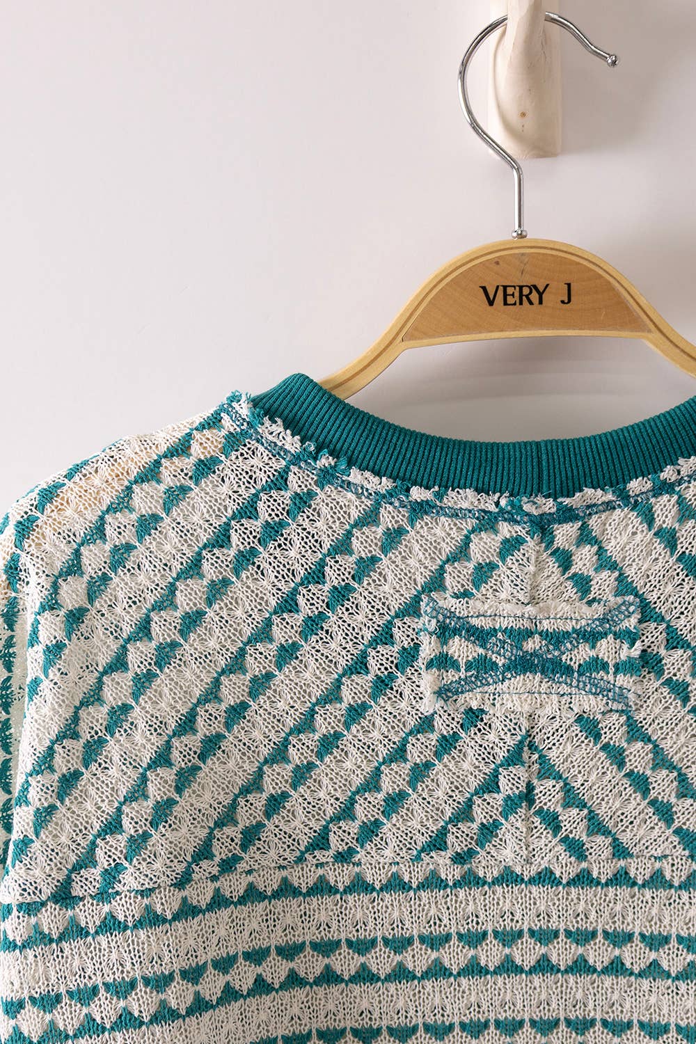 Tiff Textured Stripe Knit Top: Green