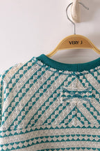 Tiff Textured Stripe Knit Top: Green