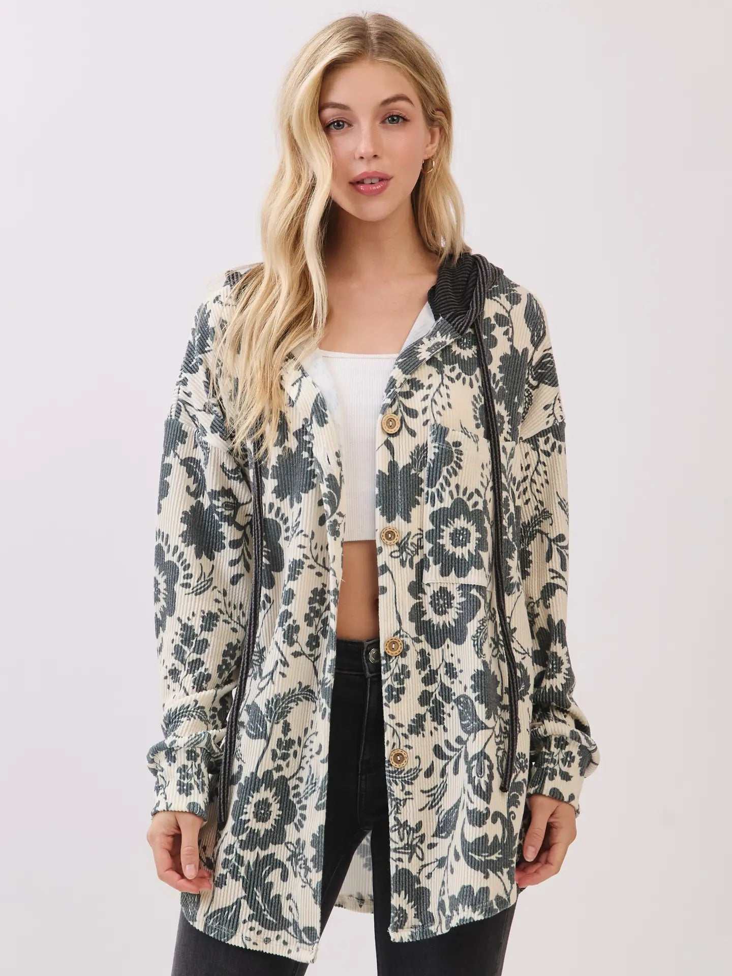 Shadow & Lace Floral Button Up (S-XL)