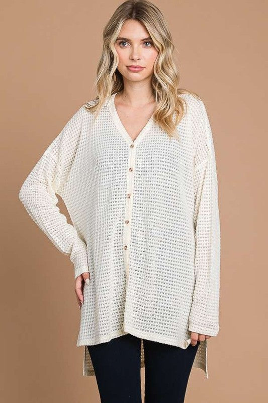 Cozy All Day Waffle Knit Top (S-XL)