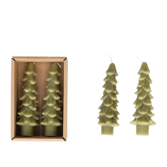 Unscented Tree Shaped Taper Candles (Set of 2)