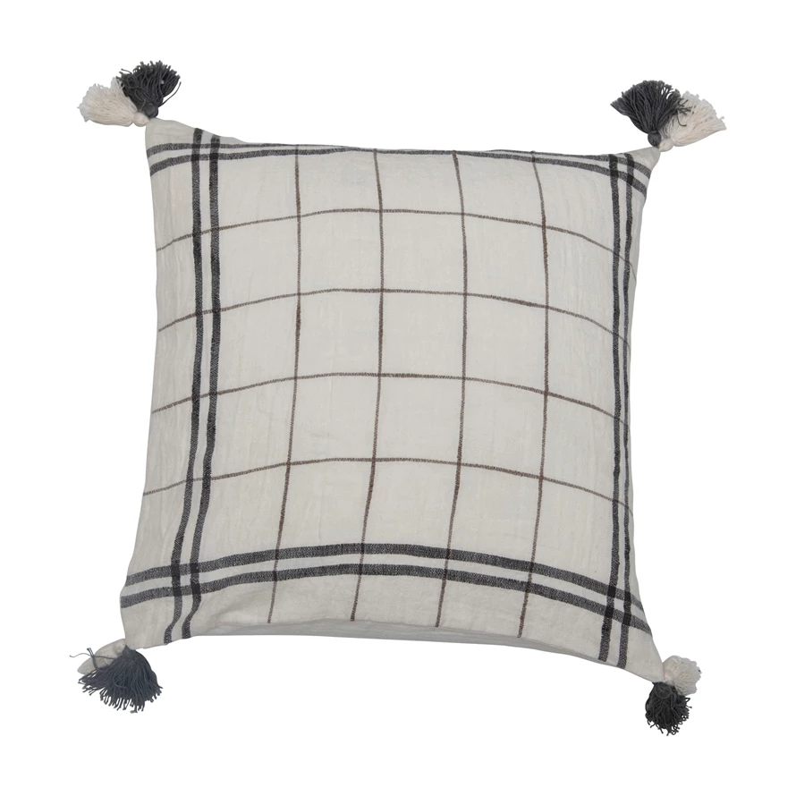 Grid Pattern Linen Pillow